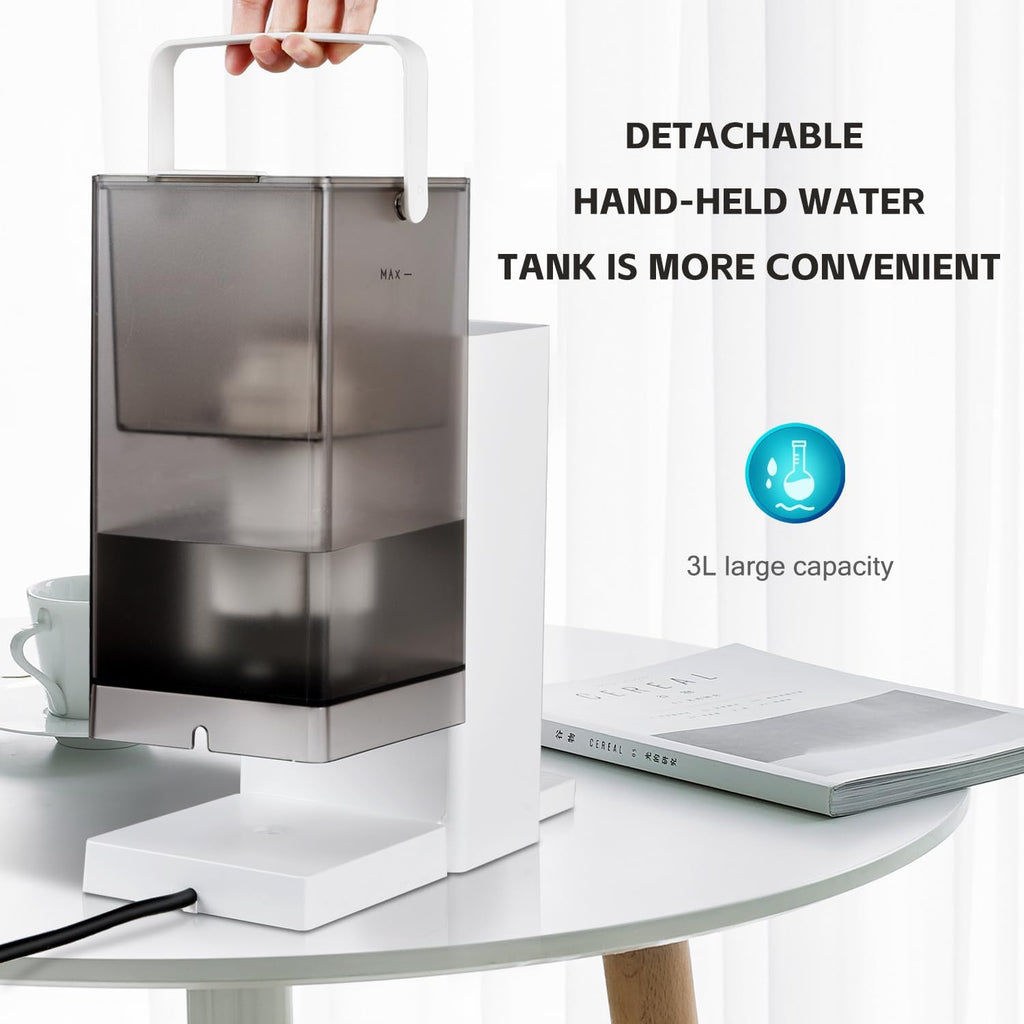 Instant Hot Water Filter Dispenser,3L Super Large Water Tank,Powerful Countertop Water Filter System,Instant Heating in 3 Seconds,Smart Touch Screen with,2 Filter Element,White