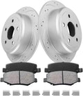 Brake Pads And Rotors Kit Compatible With 2007-2017 Jeep Wrangler, 2018 Wrangler JK, Rear Automotive Replacement Brake Kits Drilled And Slotted Rotors Geomet 316mm(12.4in) 53041 D1274-8390