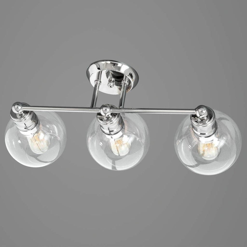 Hansford Collection 3-Light Clear Glass Coastal Bath Vanity Light Polished Nickel