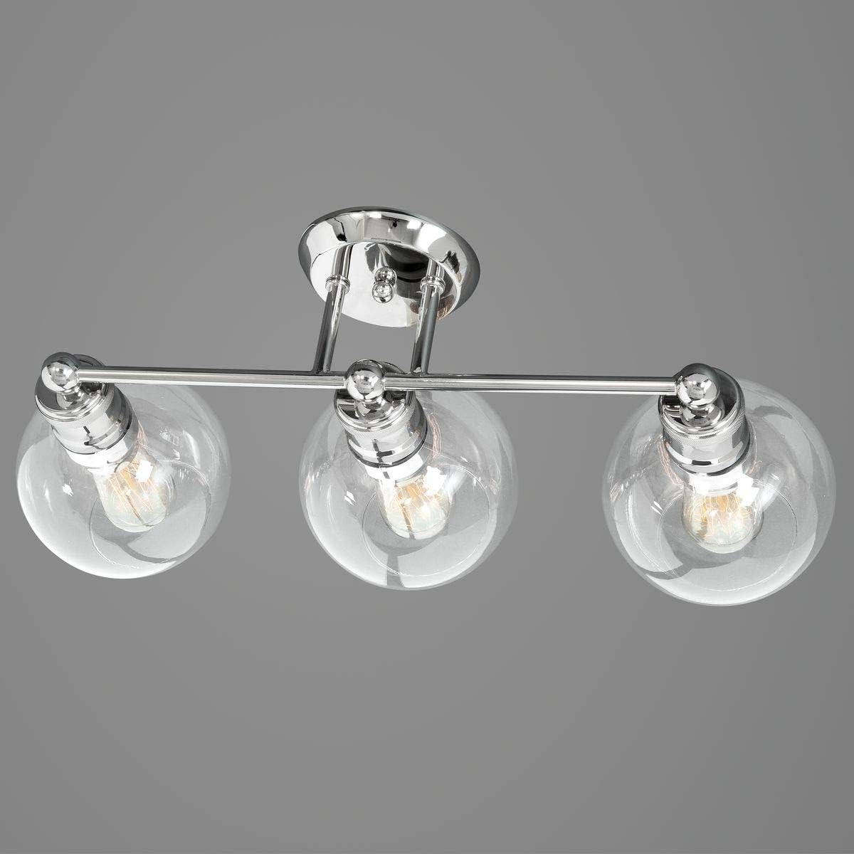 Hansford Collection 3-Light Clear Glass Coastal Bath Vanity Light Polished Nickel