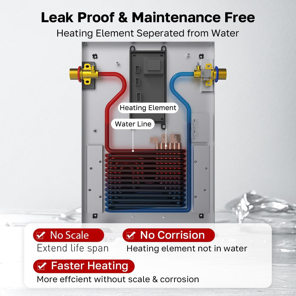 ThermoMate Tankless Water Heater Electric, 11kW 240 Volt On Demand Instant Hot Water Heater for Point of Use, Self-Modulating LED Display Knob Control, ETL Certified, 2.15GPM at 35°F Rise