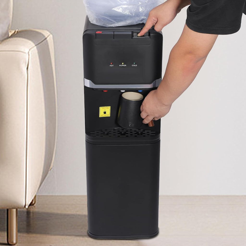 Top Loading Hot Cold Warm Water Dispenser, 3 Temperature Settings, 5Gal Floor Standing Electric Cooler & Heater with Child Lock for Home, Office, Cafes,Black