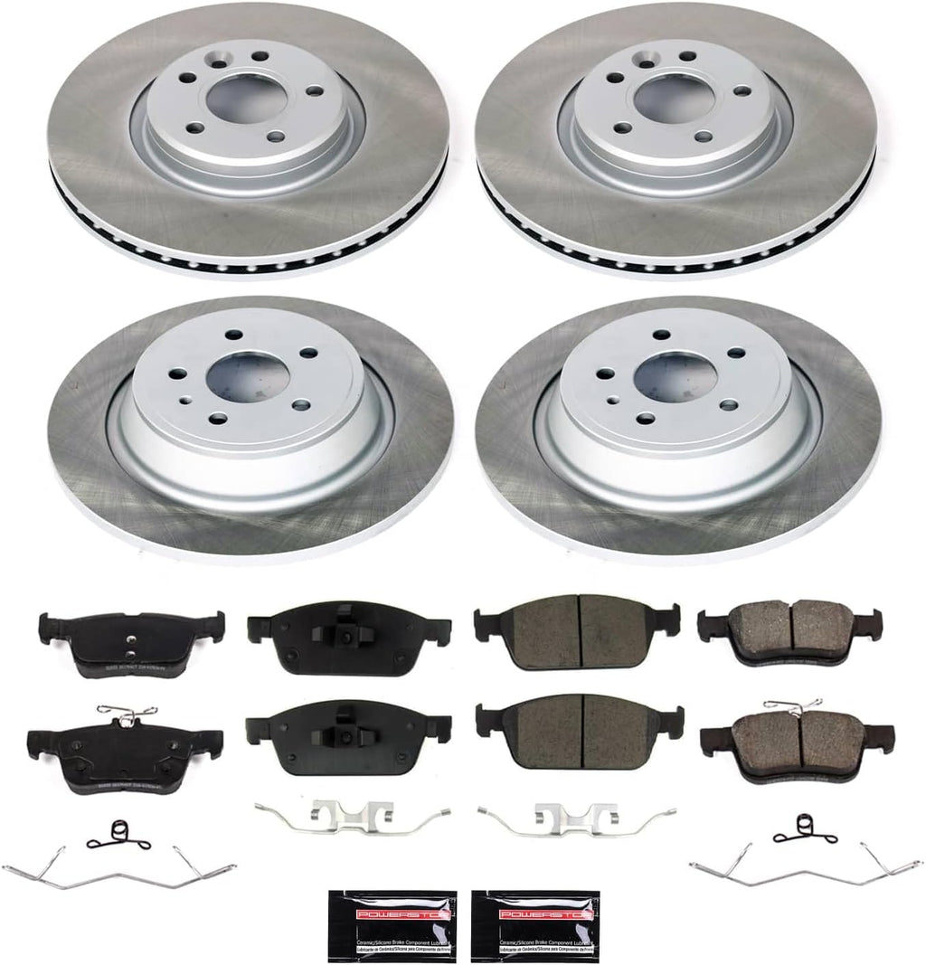 PowerStop Front and Rear Brake Kit for Ford Escape 2017-19 - Ceramic Brake Pads + Semi Coated Rotors Replacement, SC7569