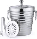 Ice Bucket with Lid, Tongs and Handle - Wall Insulated Stainless Steel for Entertaining, Parties, Barware