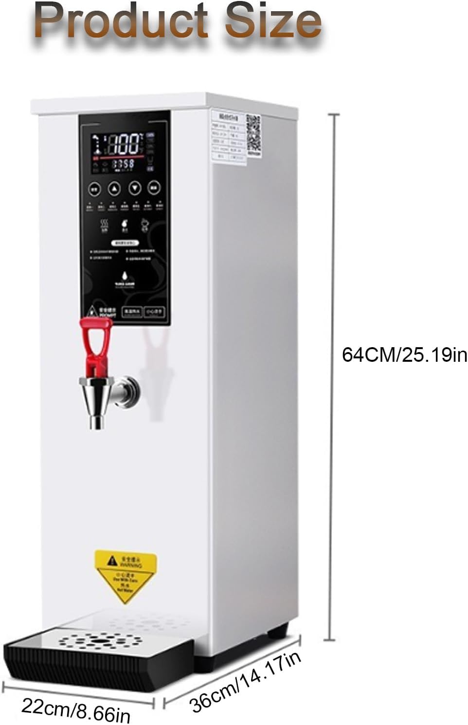 Electric Countertop Hot Water Machine, Built-in Purifier, Temperature Adjustable, Step-heating, 60L/H Large Output, for Boba Tea Coffee Office Restaurant White