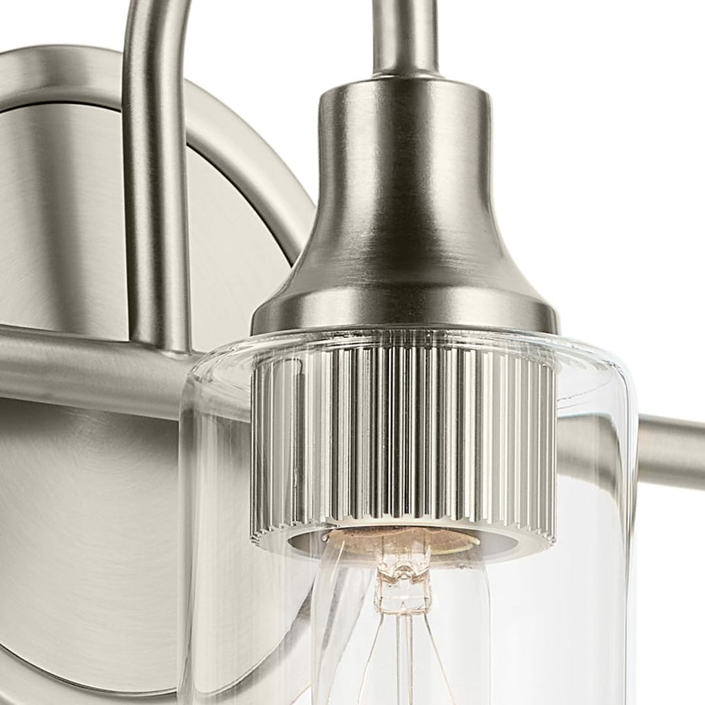 Kichler Kavi 23' 3-Light Bathroom Vanity Light Fixture with Clear Glass in Brushed Nickel, Modern Wall Mount Lighting Over Mirror for Powder Room and Bath (23' x 10'), 55211NI