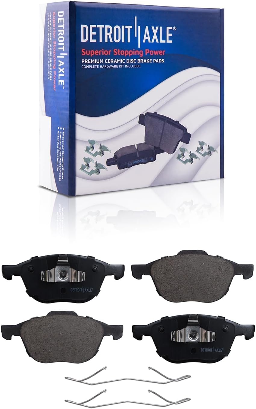 Detroit Axle - 10pc Brake Kit for 2006-2013 Mazda 3, 2010-2013 3 Sport, Drilled and Slotted Disc Brake Rotors Ceramic Brakes Pads with Hardware Front and Rear 2011 2012 Replacement