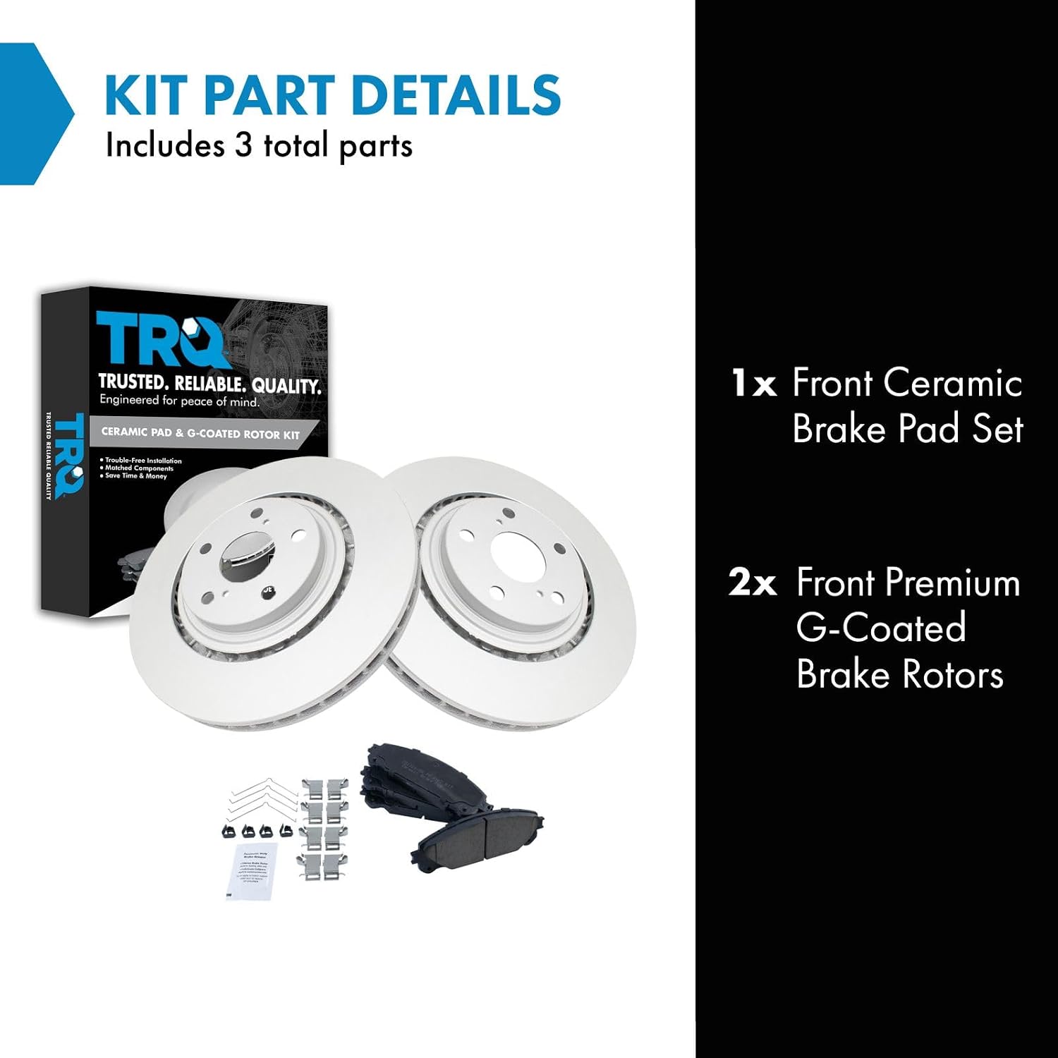 TRQ Front Ceramic Brake Pads & G-Coated Rotors Kit for Lexus Toyota New