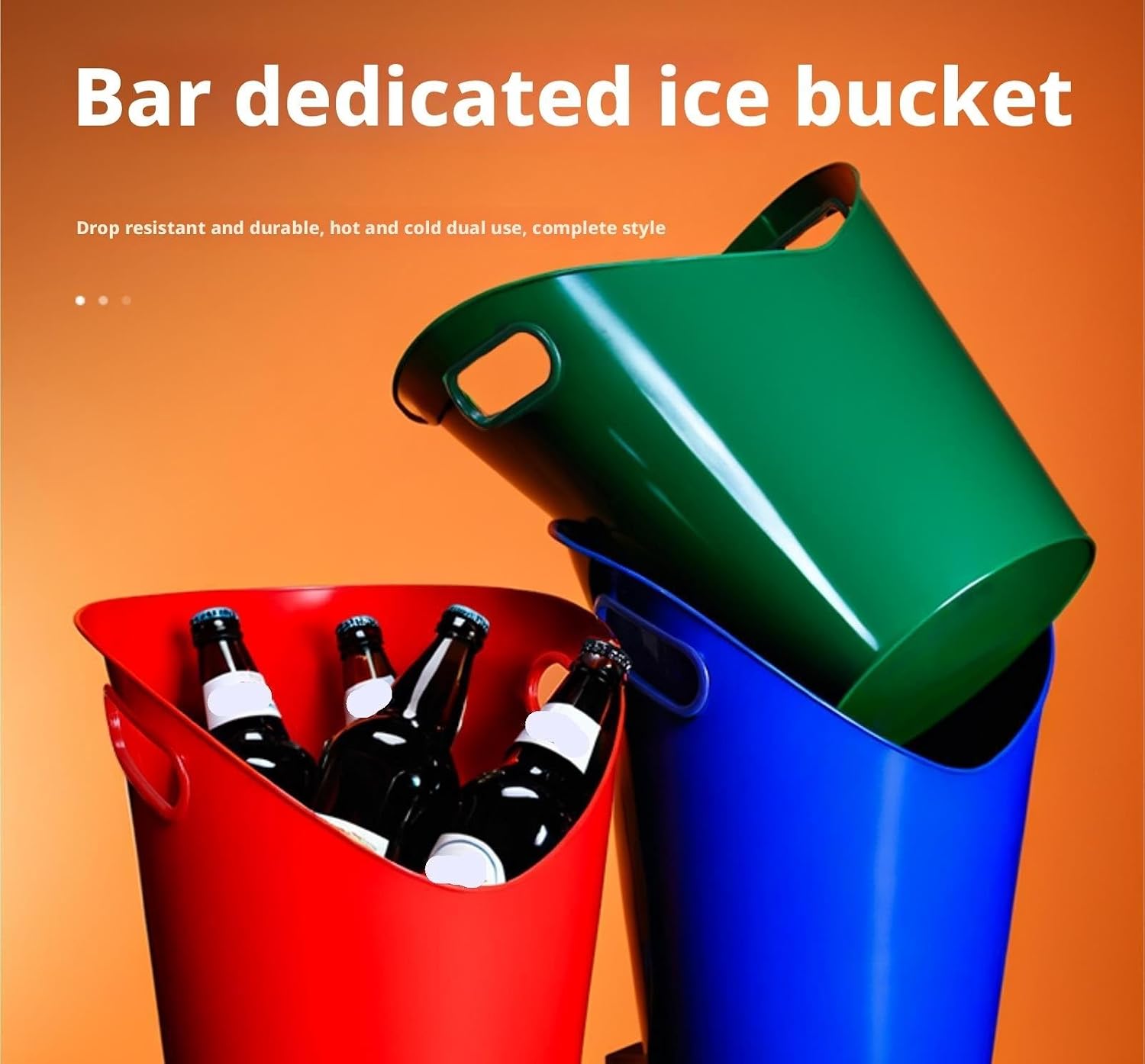 QUQUQ Wine Bucket for Bar Thick Plastic Ice Bucket Slanted Handle for Parties Home Bar KTV Commercial Home Parties Decor(Blue)