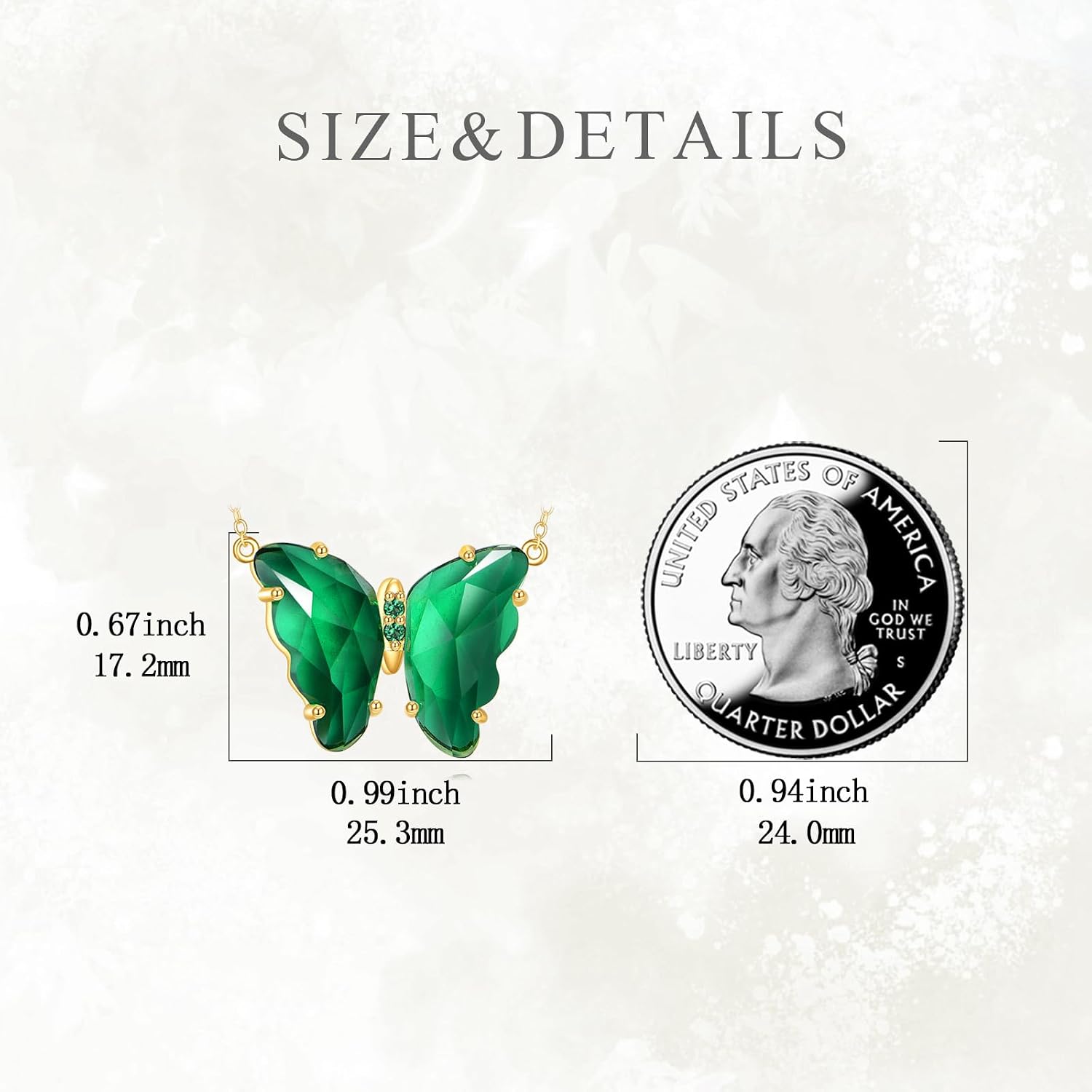 DOVRAN Real Solid Gold Birthstone Butterfly/Dragonfly/Bee/Hummingbird Necklace for Women Yellow Gold Animal Pendant for Christmas Dainty Jewelry Birthday Gifts for Mom Wife