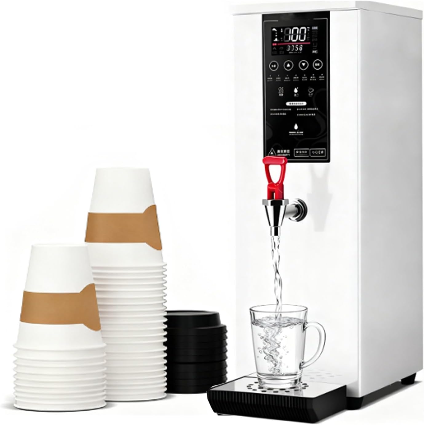 Commercial Hot Water Dispenser 25L, Electric Countertop Step-Heating Water Boiler,1000W Fast Heating Quick Brewing for Coffee, Tea, Milk, Hot Drinks White