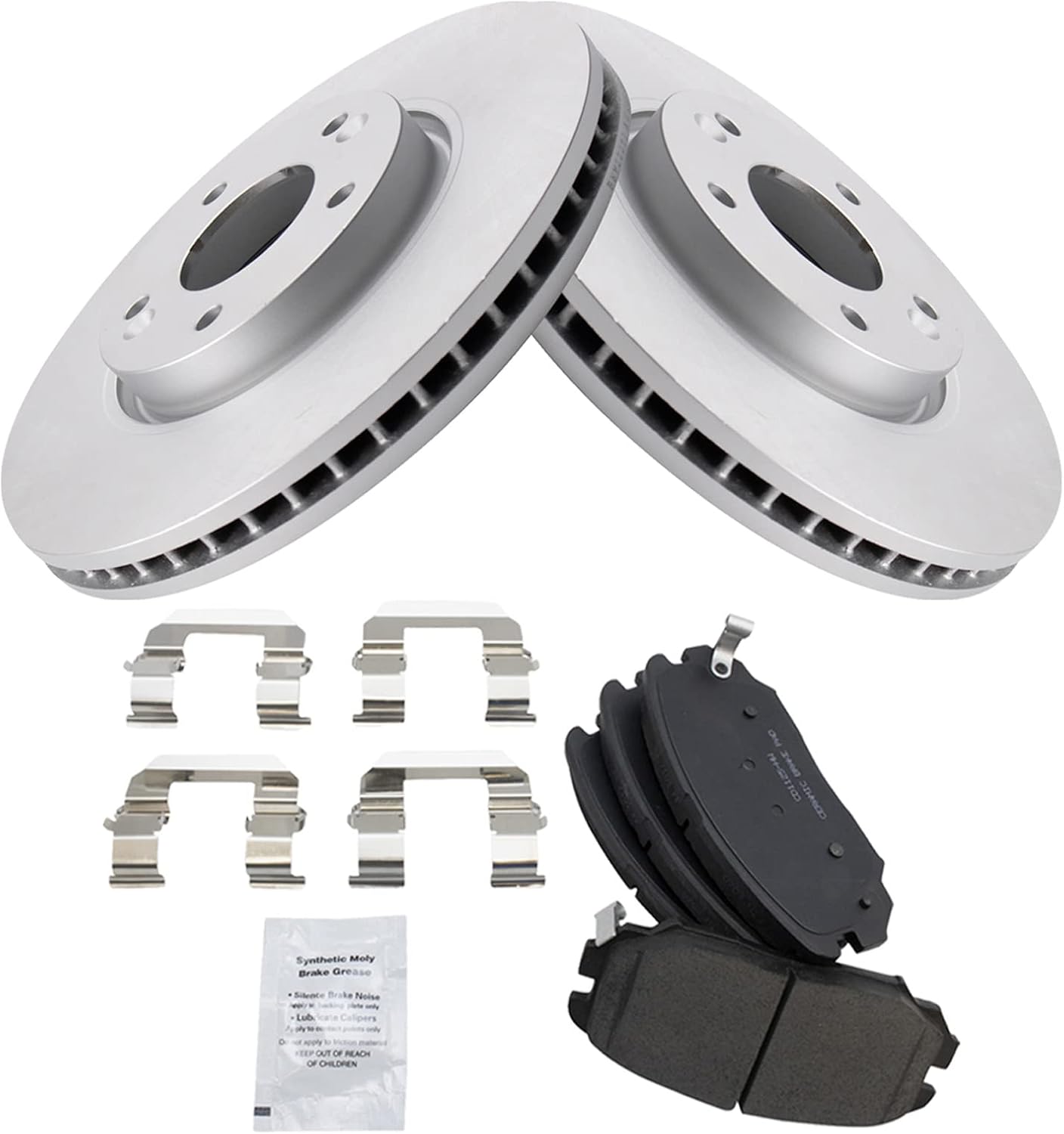 TRQ Front Ceramic Brake Pad and Rotor Set Coated Compatible with 2006 Hyundai Sonata V6 3.3L 2007 Hyundai Sonata SE Limited 2008-2010 V6 3.3L