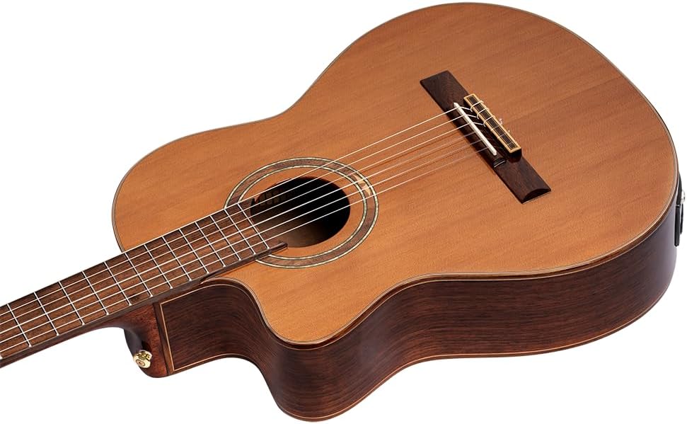 RCE159MN-L Ortega Guitars Performer Series Left-Handed Solid Top Medium Neck Acoustic-Electric Nylon Classical Guitar w/Bag