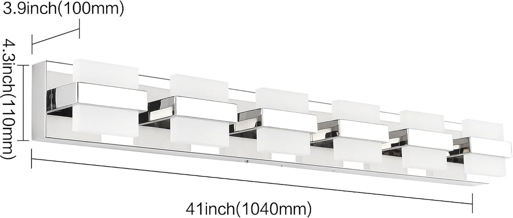 SOLFART Adjustable 6 Lights Black Bathroom Vanity Light Modern LED Vanity Light Fixtures Bathroom Lighting Fixtures for Mirror 41 inch 5 Color Dimmable 5CCT