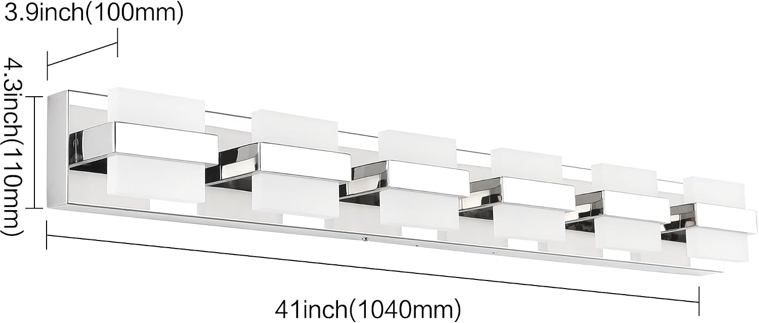 SOLFART Adjustable 6 Lights Black Bathroom Vanity Light Modern LED Vanity Light Fixtures Bathroom Lighting Fixtures for Mirror 41 inch 5 Color Dimmable 5CCT