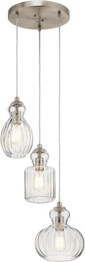 Kichler Lighting Riviera 10.25' 3 Light Pendant with Clear Ribbed Glass in Brushed Nickel