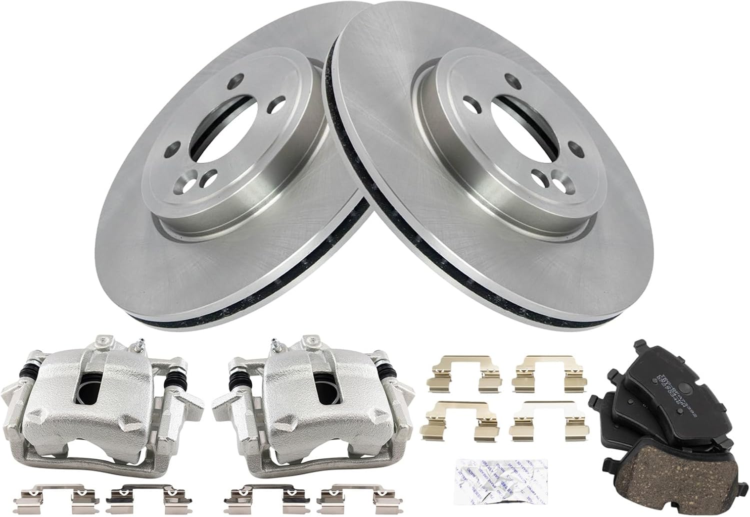 TRQ Front Brake Pad and Rotor Set Ceramic Vented 294mm Rotors Calipers Compatible with 2007-2015 Mini Cooper