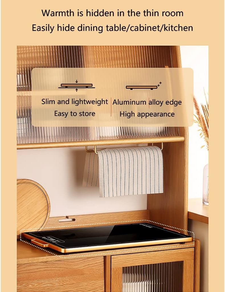 Plate Warmer Electric Warming Tray Multifunctional Hotplates Glass Top Keep Food Warm with Touch AdjusTemperature Control Warming Serving Tray Food for Buffets Home Dinners