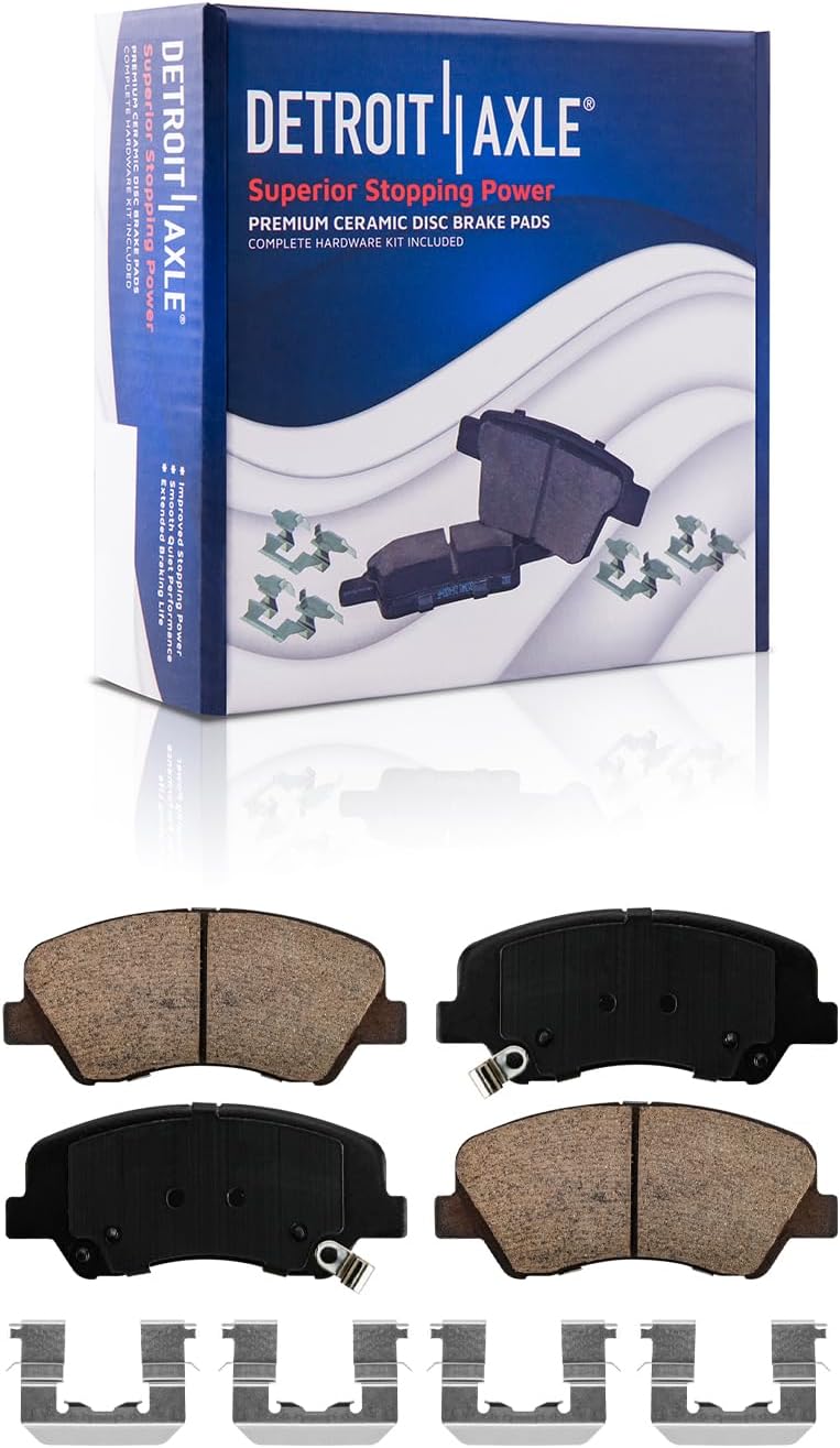Detroit Axle - Brake Kit for 12-17 Kia Rio, 11.02' inch Front and 10.32' inch Rear Disc Brake Rotors Ceramic Brakes Pads with Hardware 2012 2013 2014 2015 2016 2017 Replacement