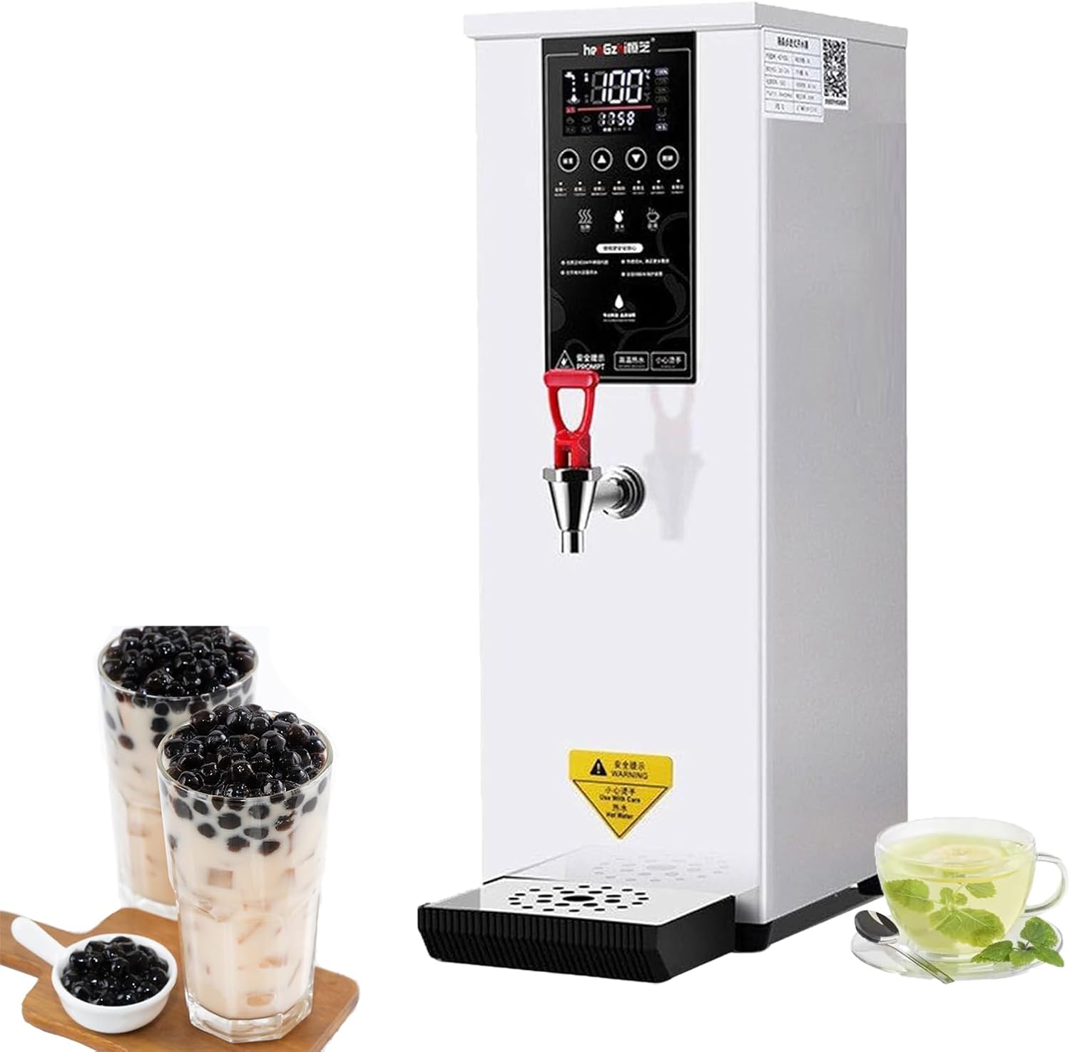 3000W Commercial Hot Water Dispenser Countertop, Energy-Saving Stainless Steel Water Boiler, 104°F-212°F for Boba Tea Office Restaurant Hotel,White