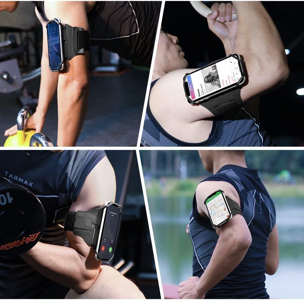 VUP Running Armband 360°Rotatable for iPhone 16/15/14/13/Pro Max/Pro/Mini, Fits All 4-6.7 Inch Smartphones, with Key Holder Phone Armband for Running Hiking Biking (Pack of 10)