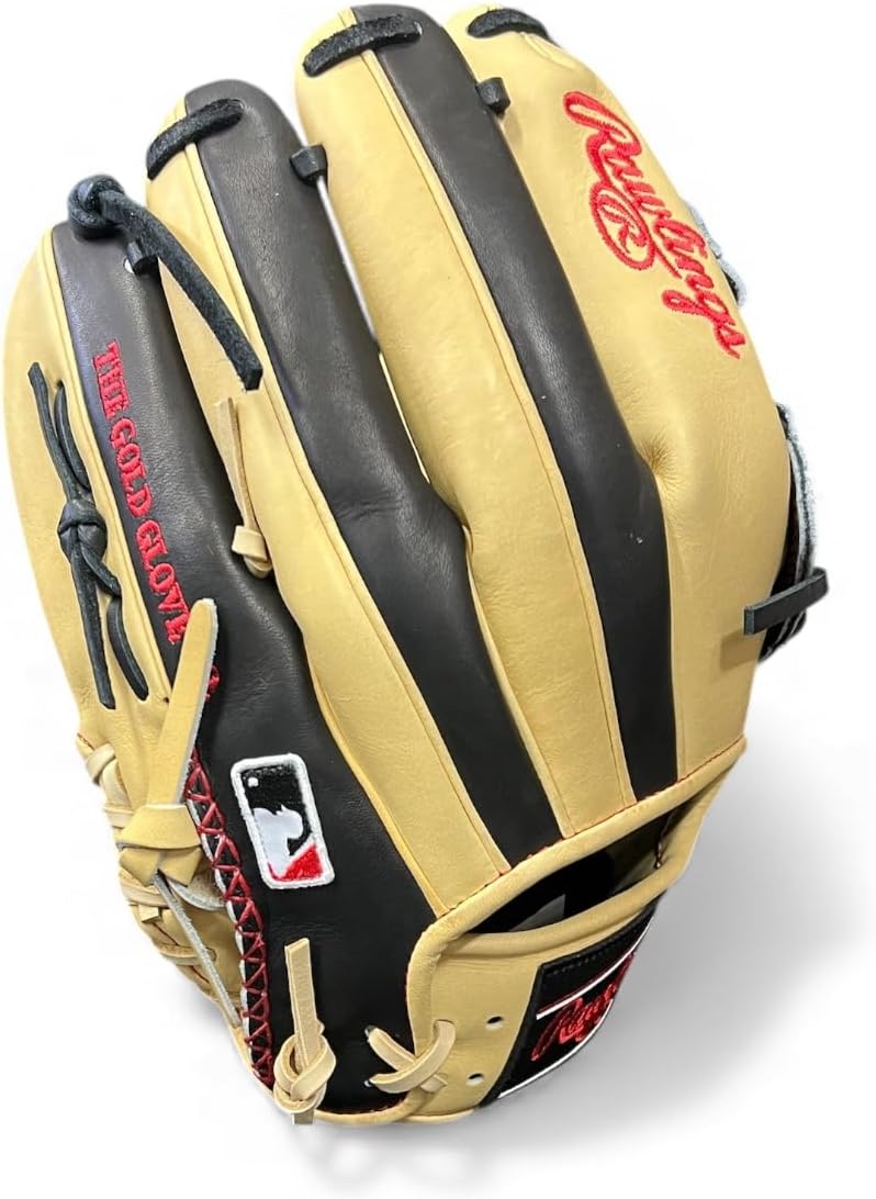 Rawlings Heart of the Hide 'Swaggy O' Baseball Glove – 12', 12.25', First Base Mitt & Catcher's Mitt – RHT & LHT – Pro Leather, Blonde/Black/Red Design