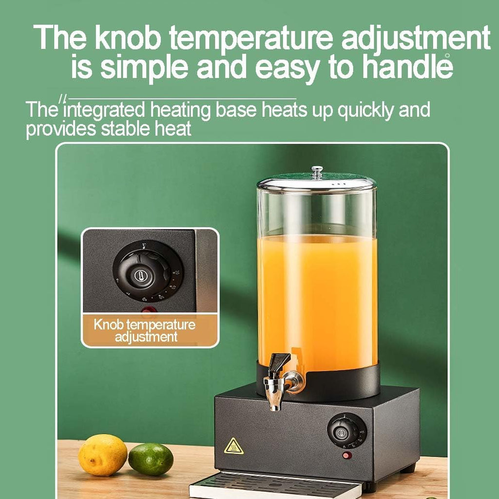 7L Electric Beverage Dispenser with Temperature Control, Glass Drink Dispenser with Stainless Steel Faucet for Milk, Tea, Coffee, Hot Chocolate, Ideal for Home, Office, Party Use - 400W Heating Base (