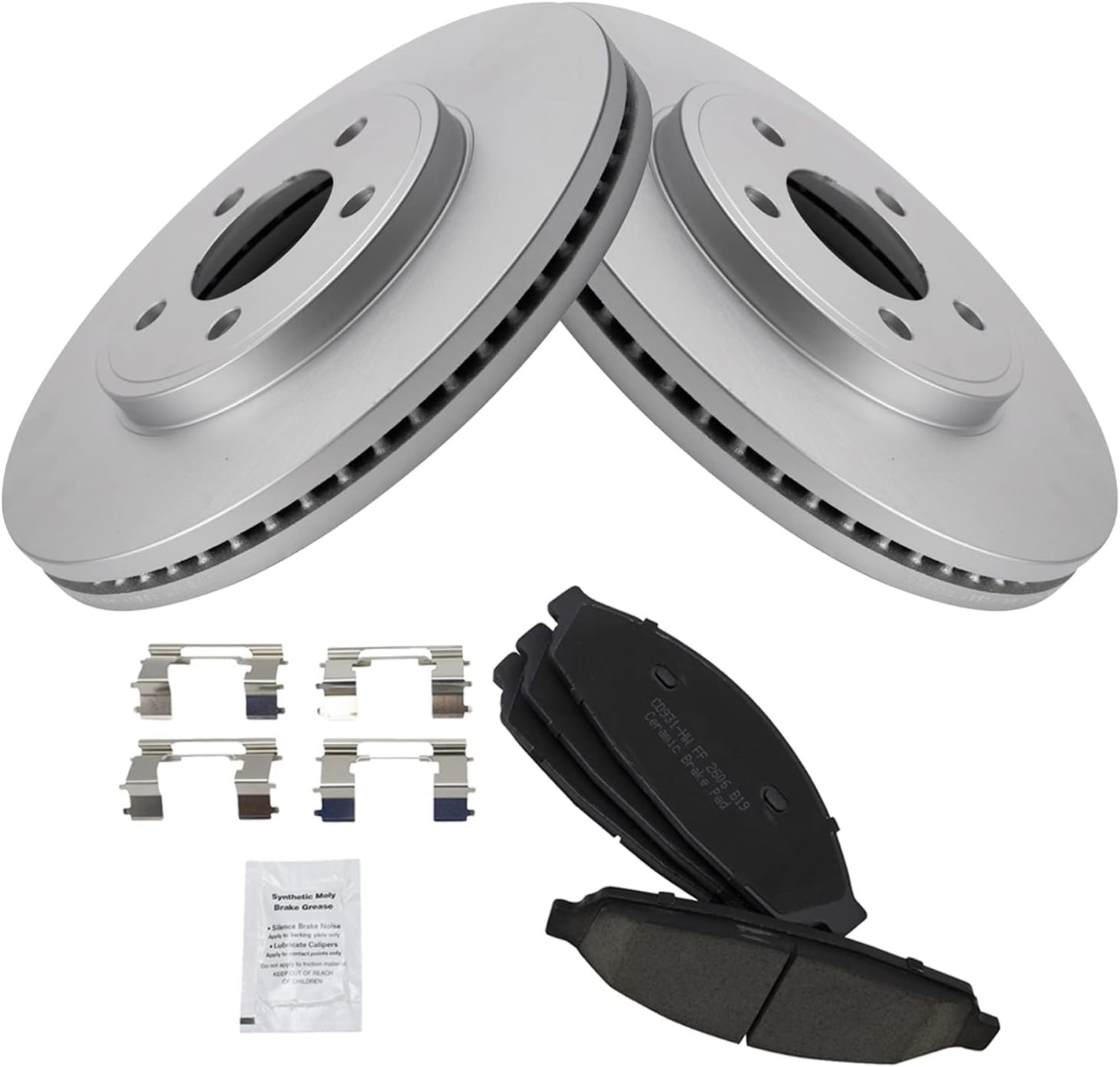 TRQ Front Brake Pad and Rotor Set Ceramic G Coated Rotors Compatible with 2003-2011 Ford Crown Victoria Lincoln Town Car Mercury Grand Marquis 2003-2004 Marauder