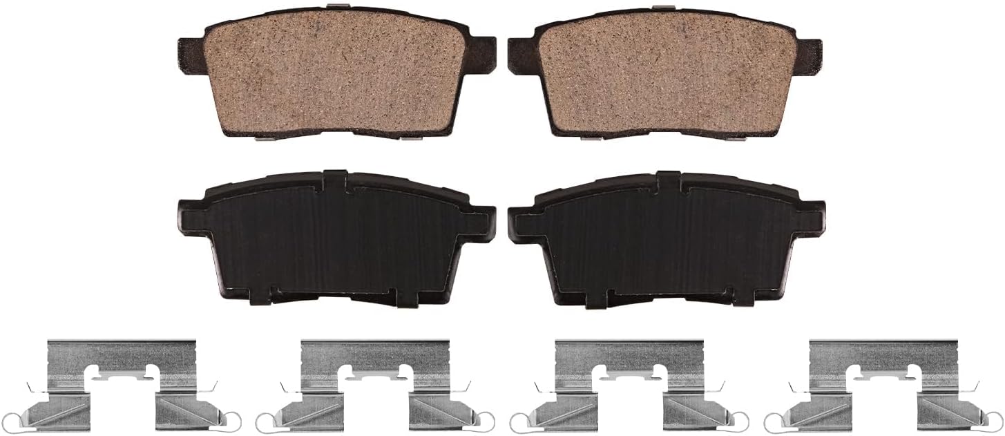 Detroit Axle - AWD Rear Drilled Brake Rotors Ceramic Brake Pads + Wheel Hub Bearing Replacement for 2007-2010 Ford Edge Lincoln MKX - 8pc Set