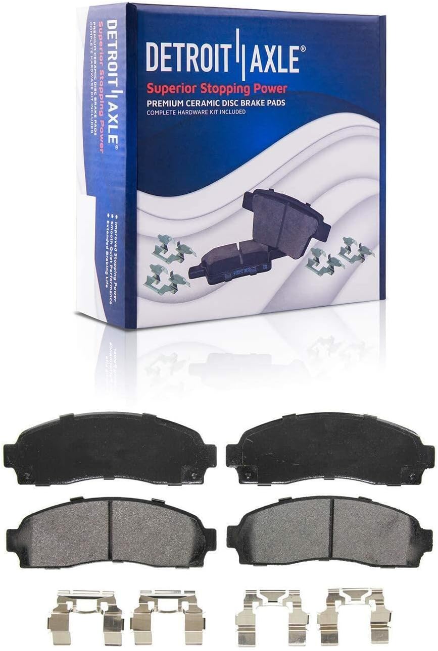 Detroit Axle - Brake Kit for 02-05 Ford Explorer Mercury Mountaineer, Front and Rear Drilled & Slotted Brake Rotors Ceramic Brake Pads Wheel Lug Nuts 2002 2003 2004 2005 Replacement