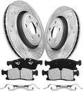 Front Brake Pads And Rotors Kit Compatible With 2012-2021 Jeep Grand Cherokee, 350mm(13.8in), Heavy Duty Brakes, without police package, Automotive Replacement Brake Kits Drilled And Slotted