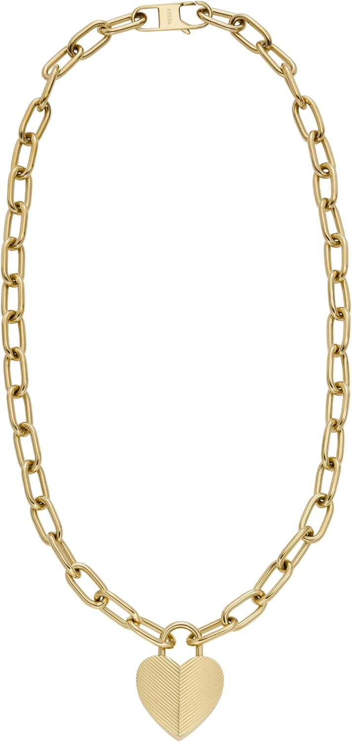 Fossil Women's Gold-Tone Stainless Steel Pendant Chain Necklace for Women