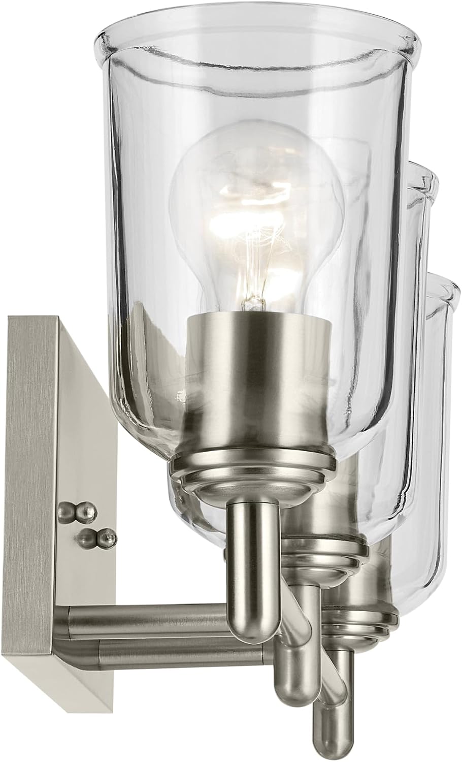 KICHLER Shailene 21' 3-Light Vanity Light with Clear Glass in Brushed Nickel, Use as Single or in Multiple, for Vanities, (21' x 8.25'), 45574NICLR