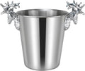 Ice Bucket Silver Stainless Steel Metal Ice Buckets for Parties, Insulated Ice Bucket with Handles for Beer, Wine, Champagne, Home Decor, Table Centerpieces, Wedding Decorations Keeps Ice Cold & Dry (