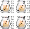 Cabilock Glass Candle Holders 4 Inch Tea Light Candle Stands with Handles Multipurpose Indoor Outdoor Decor Sticks Holder for Home Party Wedding