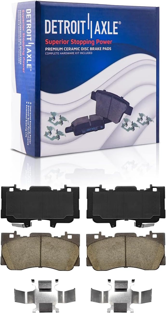 Detroit Axle - 2.3L Brake Kit for 2019 Ford Mustang Drilled and Slotted Disc Brake Rotors Ceramic Brakes Pads with Hardware Replacement : 13.86' inch Front and 12.99' inch Rear Rotor