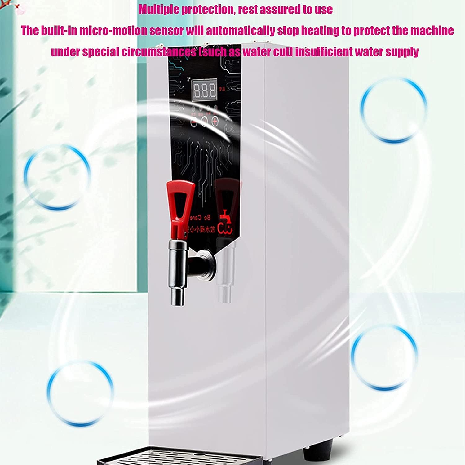 Heating Large-Capacity Water Dispenser, Automatic Large-Capacity Electric Heating Water Boiler for Commercial Milk Tea Shops,White