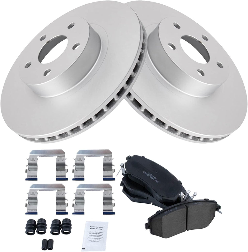 TRQ Front Brake Pad and Rotor Set Ceramic G Coated Vented Rotors Compatible with 2013-2016 Scion FR-S Subaru BRZ 2011-2016 Impreza