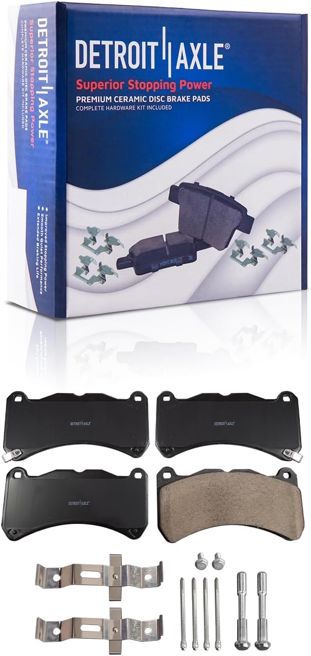 Detroit Axle - 8pc Brake Kit for 2018 2019 2020 2021 Subaru WRX STI, Drilled and Slotted Disc Brake Rotors Ceramic Brakes Pads Replacement: 13.39' inch Front and 12.84' inch Rear Vented Rotor