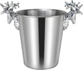 Ice Container Silver Stainless Steel Metal Ice Buckets for Parties, Insulated Ice Bucket with Handles for Beer, Wine, Champagne, Home Decor, Table Centerpieces, Wedding Decorations Ice Buckets for Bar