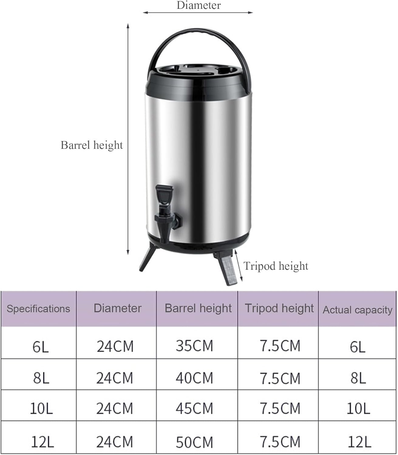 Catering Urn Hot Water Dispenser with Faucet, Stainless Steel Insulated Beverage Dispenser Commercial Milk Tea Barrel,Cold & Hot Drinks Dispenser Container Beer Server for Coffee Restaurant Drink Sh