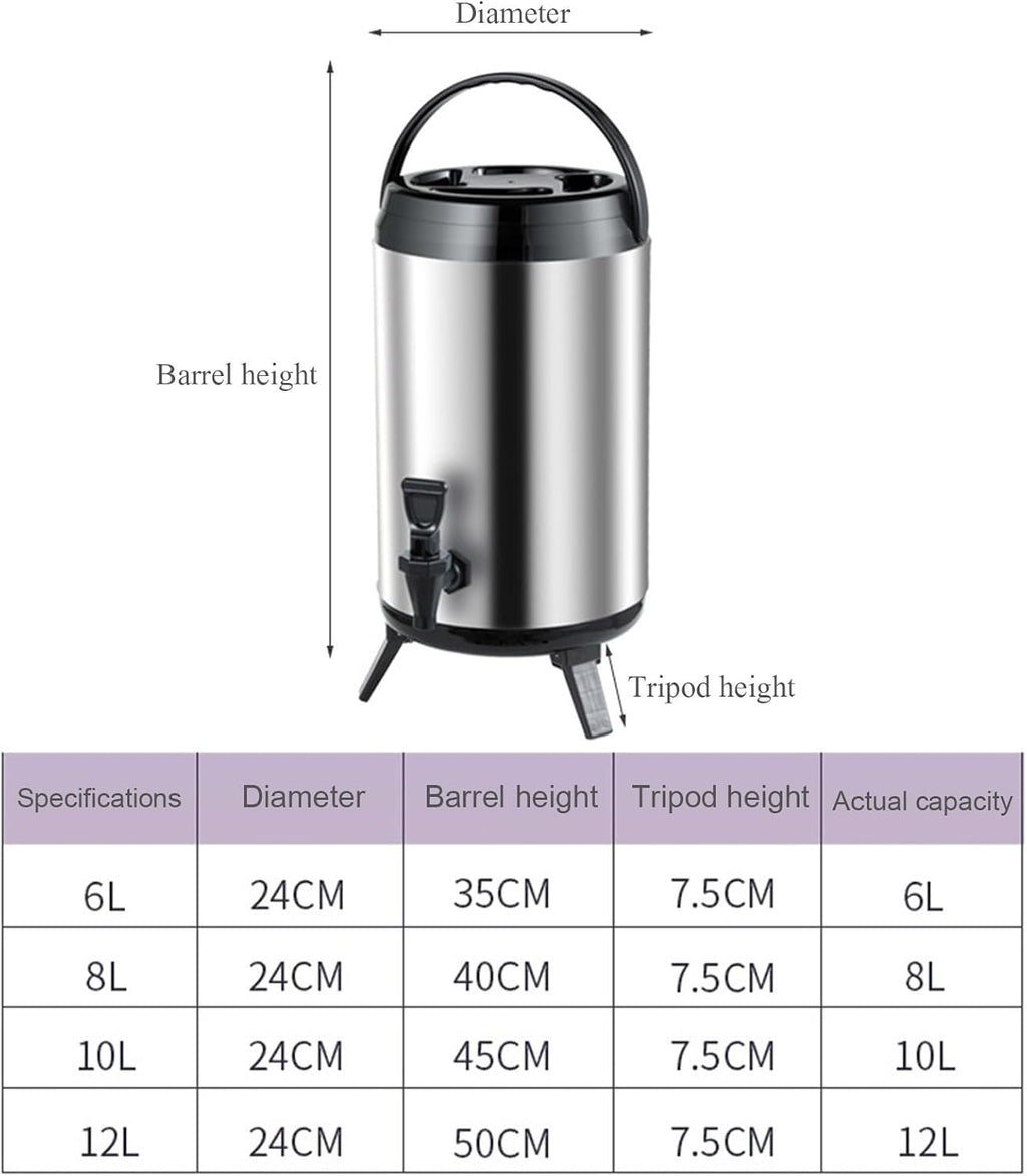 Catering Urn Hot Water Dispenser with Faucet, Stainless Steel Insulated Beverage Dispenser Commercial Milk Tea Barrel,Cold & Hot Drinks Dispenser Container Beer Server for Coffee Restaurant Drink Sh
