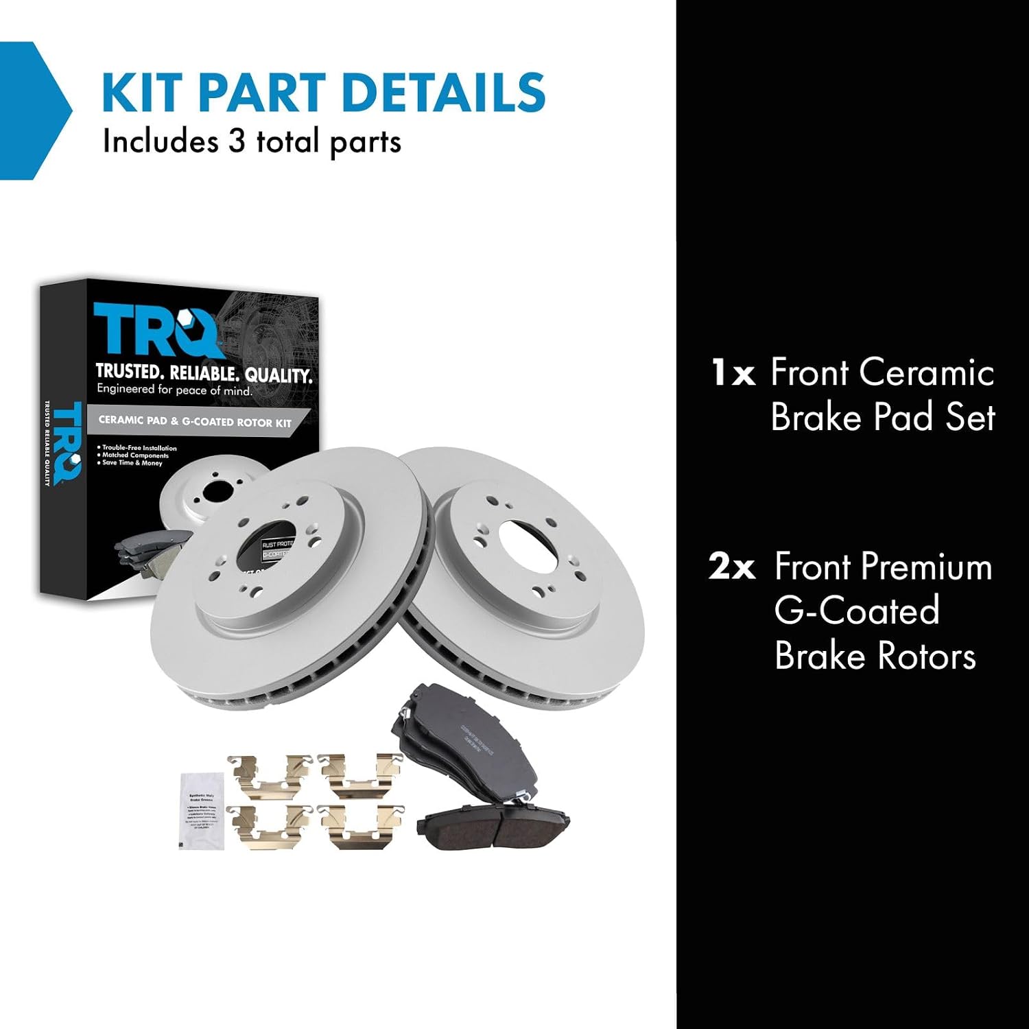 TRQ Front Ceramic Brake Pad and Rotor Set Coated Compatible with 07-12 Acura RDX 07-11 Honda CR-V 10-11 Honda Accord Crosstour 12 Crosstour