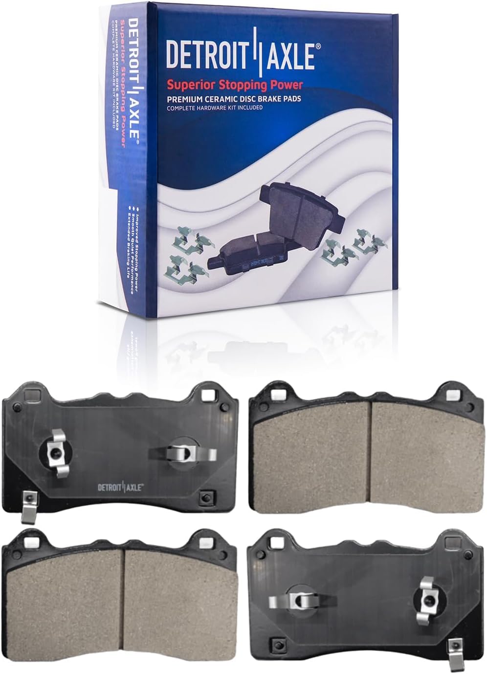 Detroit Axle - Brake Kit for Ford 21-23 Mustang Mach-E 14.25' inch Front and 12.44' inch Rear Disc Brake Rotors Ceramic Brakes Pads with Hardware 2021 2022 2023 Replacement