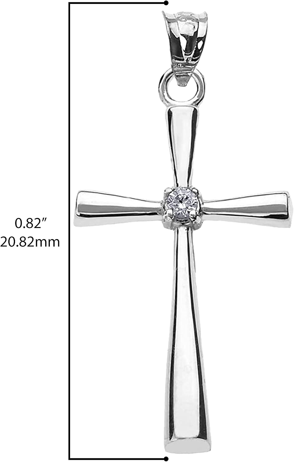 Religious Jewelry 14K White, Yellow, or Rose Gold Solitaire Diamond Accented Cross Pendant Charm (K-M Color, Promo Clarity)