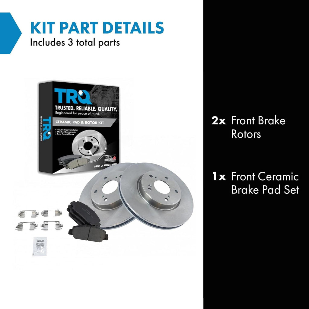 TRQ Front Brake Pad and Rotor Set Ceramic Compatible with 2013-17 Honda Accord EX EX-L 2013-15 Sport Touring 2018-20 LX EX-L I4 1.5L 2014-15 Tour