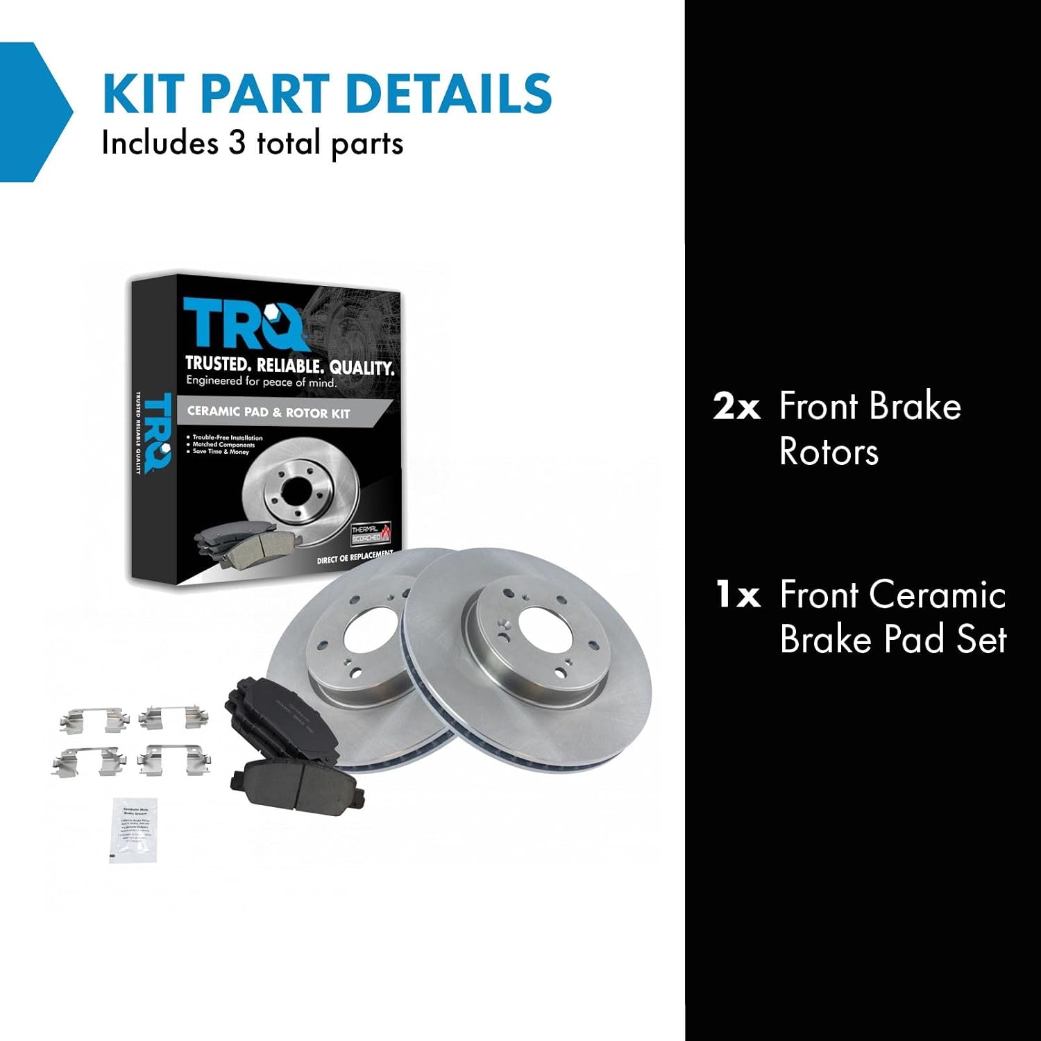 TRQ Front Brake Pad and Rotor Set Ceramic Compatible with 2013-17 Honda Accord EX EX-L 2013-15 Sport Touring 2018-20 LX EX-L I4 1.5L 2014-15 Tour