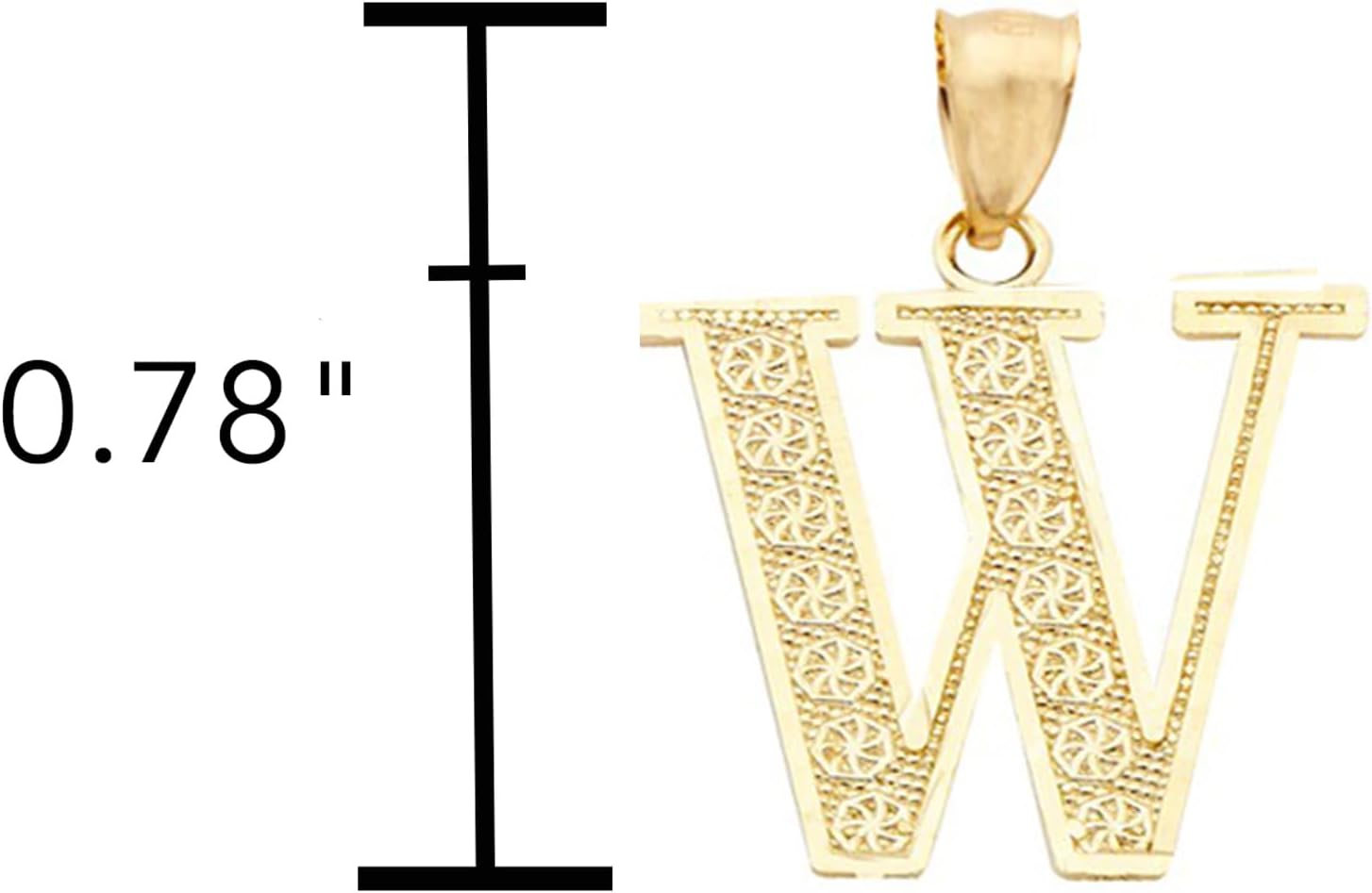 LoveBling 10K Yellow Gold Diamond Cut A to Z Alphabet Initial Letter Charm Necklace Pendant (Small Size)