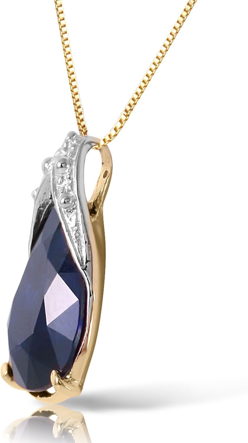 Galaxy Gold 14K Solid Gold Natural Sapphire Pendant Necklace for Women - Yellow Gold Fine Jewelry