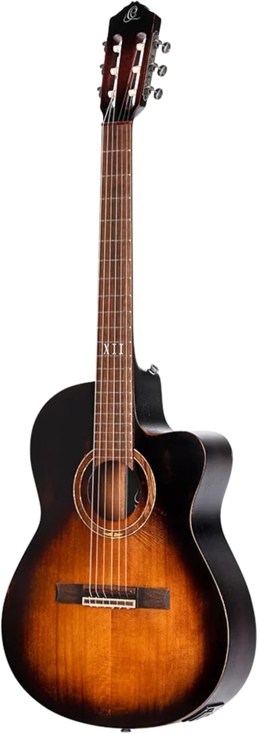 Ortega Guitars 6 String Private Room Distressed Suite Solid Top Slim Neck Acoustic-Electric Nylon Classical Guitar w/Bag, Right (DSSUITE-C/E)